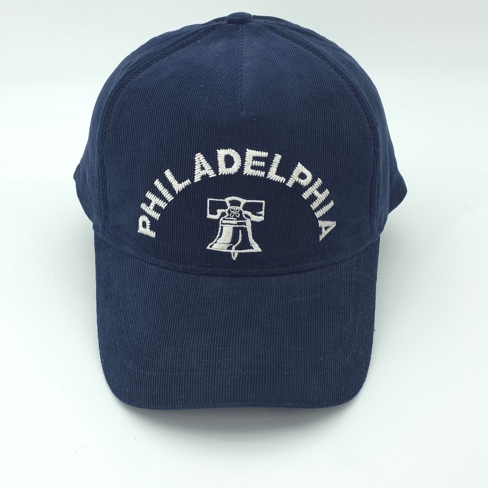 Philadelphia Hat Cap Mens Strap Back Blue Liberty Bell Corduroy Adjustable